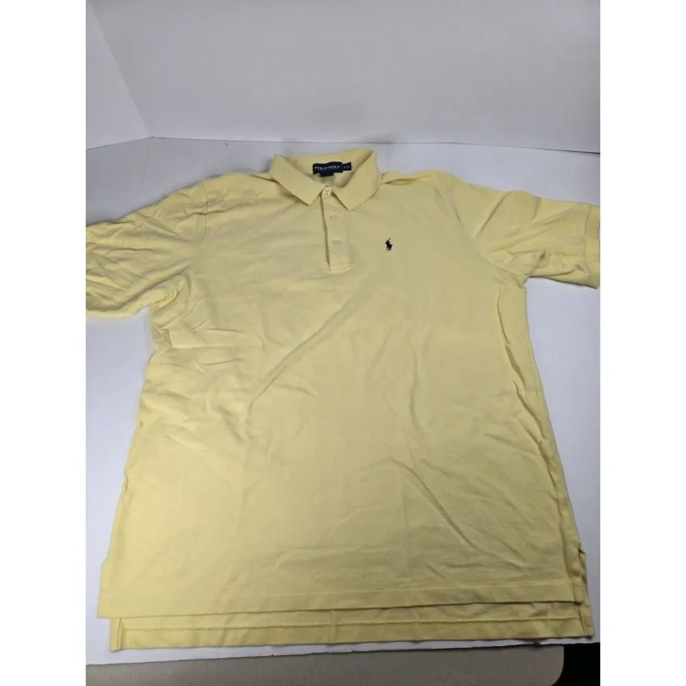 Vtg Polo Golf Shirt Mens 2XL‎ Yellow Blue Pony Short Sleeve Golf